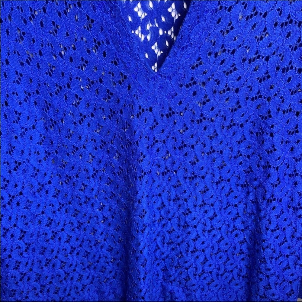 Nicole by Nicole Miller Royal Blue Lace Blouse - Picture 7 of 7